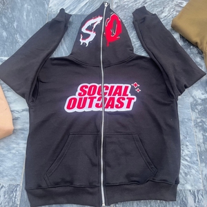 ODM OEM Sweat à capuche zippé pour homme grande taille avec appliques brodées personnalisées Vente en gros Sweat à capuche zippé avec broderie personnalisée - Product Image 5
