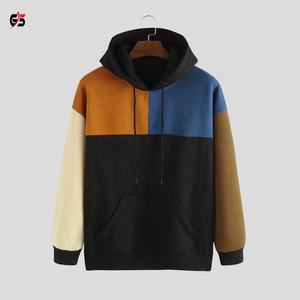 Custom Men Multicolor Block Hoodie Casual Pullover Sweatshirt Streetwear Hooded <b>Top</b> Fashion Color Patch Hoodie OEM ODM Supplier - Product Image 1