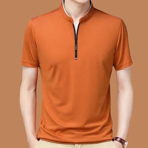 เสื้อยืดสีพื้นมีซิปคอตั้งสำหรับผู้ชายฤดูร้อนเสื้อผ้าผู้ชายเกาหลีหลวมลำลองแห้งเร็วเสื้อแฟชั่นสตรีท - Product Image 4