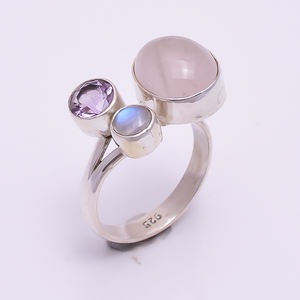 925 argent Sterling femmes mode naturel améthyste citrine soleil pierre anneau à la main femmes mode 925 bijoux exportateur - Product Image 4