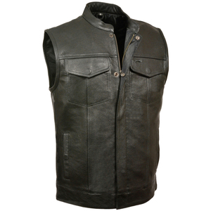 Gilet de motard professionnel pour motos décontracté perforé peau de vache noire décoration Vintage Logo personnalisé tissu de toile d'hiver - Product Image 4