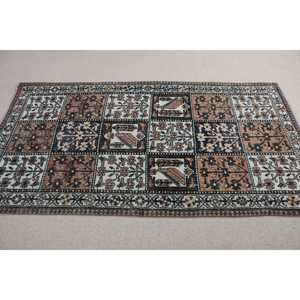 Vintage Accent Rug 0.3x6.5 ft, Turkish <b>Brown</b> Floral <b>Wool</b> Rug - Product Image 3
