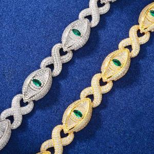 Pulsera de Lujo Unisex de Oro Amarillo de 14K y Diamantes CZ VVS1 para Fiestas, Bodas, Compromisos y Regalos, Moissanita - Product Image 4