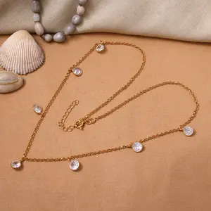 สร้อยคอชุบทองประดับคริสตัลสำหรับผู้หญิงสวมใส่ในชีวิตประจำวัน - Product Image 4