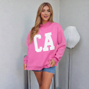 Sweat-shirt à col montant long et ample pour femme, en polaire chaude pour l'automne/hiver, pull décontracté, streetwear, tissu doux - Product Image 5