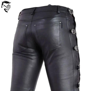 Pantalones de Cuero Casuales, Delgados y Duraderos, Cómodos, Antiarrugas, con Cierre de Botones, Estilo Motociclista, para Hombre, Ajuste Invernal - Product Image 6