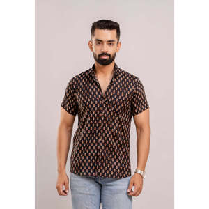 Chemise en lin rayée à boutons pour homme 100% coton - Manches courtes Respirante Taille 6XL - Product Image 4