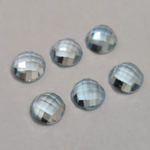 Topacio azul cielo de 8mm, tablero de damas redondo rosecut 2,44 CT, parte trasera plana - Product Image 2
