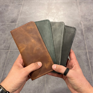 Cartera de cuero genuino para hombre, cartera larga, tarjetero - Product Image 2