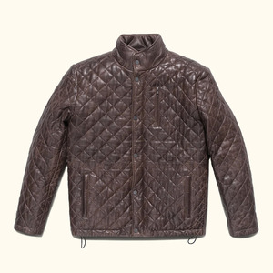 Chaqueta de Cuero Acolchada de Alta Calidad, Chaqueta de Cuero Marrón Acolchada Personalizada para Hombre, Chaqueta de Cuero Marrón Abrigada para Invierno para Hombre - Product Image 1