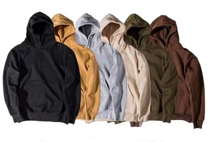 Sweats à capuche en polaire 220 g/m² en polyester épais et respirant pour homme, style streetwear hip-hop, coupe oversize, couleur unie - Product Image 2