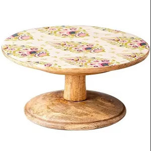 Top Trending Round Wooden Cake Serving Cup Fiesta de cumpleaños Celebración Esmalte Impreso Cake Server Stand - Product Image 1