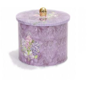 Poignée de bouton de fleur violette 2.1L boîte de stockage de nourriture ronde en métal 140x150mm avec Ø 140x150mm - Product Image 4