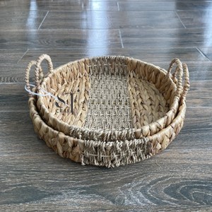 Plateau de service en bois écologique tissé à la main vaisselle décorative tissée ronde fabriquée au Vietnam pour les occasions alimentaires - Product Image 3