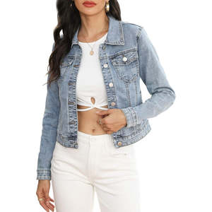 Veste en jean pour femme à prix de gros, haute qualité, à capuche, hiver, bleue, coupe oversize, en peau de mouton, imperméable et respirante - Product Image 2