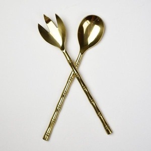 Juego de servidor de ensalada de metal Premium con mango de mármol Utensilios para servir comedor para mesa y fiestas - Product Image 2