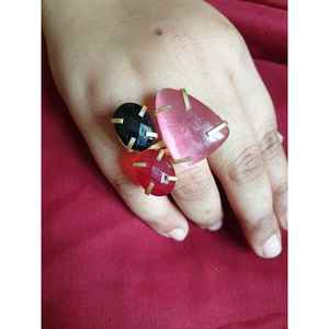 Anillo tradicional para mujer con piedras preciosas multicolor, joyería de moda de tamaño ajustable para uso étnico, regalo de fiesta de festival de boda - Product Image 1