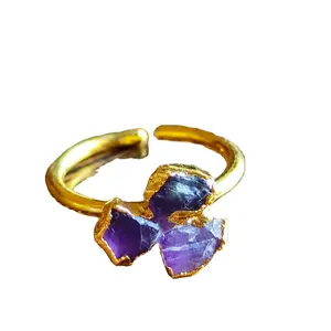 แหวนอเมทิสต์หลากสีสำหรับผู้หญิงแหวนทองชุบอเมทิสต์แฟชั่นทันสมัยแบบปรับได้