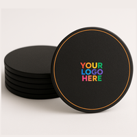 Posavasos de Cuero Regenerado de 100 mm Personalizados, Impresos Digitalmente en Negro, Hechos a Mano, Ecológicos, para Hostelería Italiana, Restaurantes y Bares