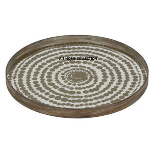 ถาดไม้รูปวงรีสำหรับงานปาร์ตี้ถาดเสิร์ฟทำด้วยมือดีไซน์ทันสมัยพิมพ์ลายดอกไม้สีฟ้าเคลือบทำด้วยมือ - Product Image 6