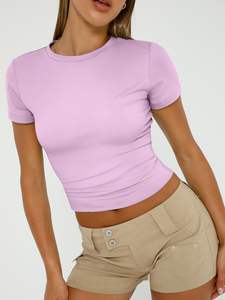 Camiseta de secado rápido de moda para mujer personalizada OEM con diseño impreso de algodón y microfibra para uso veraniego - Product Image 3