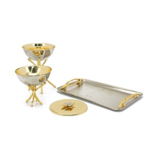 Ensemble de brûleur à encens plaqué or de luxe avec support et plateau en fonte, porte-encens en métal décoratif pour la maison, le temple, la méditation, la décoration - Product Image 2