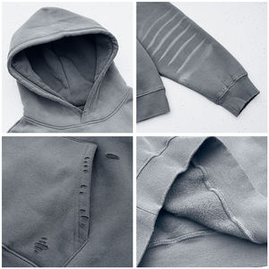 OUTPACE Sweats à capuche d'hiver longs et épais Sweats à capuche unis sans poche à vendre, sweats à capuche à ourlet brut pour homme - Product Image 2