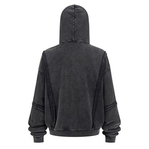 Alta calidad Heavy French Terry Fabric 450gsm Hombres de gran tamaño Sudadera con capucha personalizada Lavado con ácido Nuevo diseño Zip up Hoodie & Sweatpants Set - Product Image 3