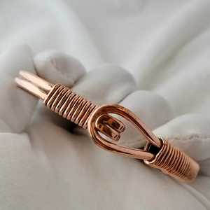 Bracelet ajustable en fil de cuivre massif fait à la main de 6 à 9 pouces, design classique de fiançailles, crochet unisexe, livraison gratuite - Product Image 2