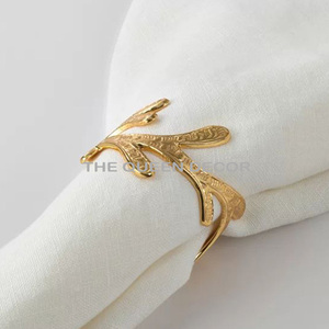 Servilletero decorativo creativo hecho a mano con diseño de hojas de Metal, servilletero decorativo con acabado dorado, soporte de tela para vajilla, bodas y eventos - Product Image 1