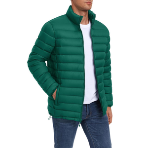 Chaqueta acolchada de burbujas ligera a prueba de viento con cremallera verde chaqueta acolchada de invierno de alta calidad personalizada para hombres - Product Image 4