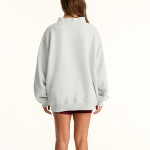 Custom Manufacturer Logo Fall Women Reversible Mock Neck Sweatshirt Oversized Fleece Unisex Ladies Girls Pullover Sweatshirt <b>Top</b> - Product Image 3