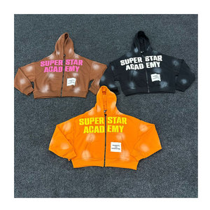 Baggy 350 gramos French Terry Fleece Heavyweight Pullover Hoodie 100% algodón Unisex Boxy Custom Zip up Rhinestone invierno a prueba de viento - Product Image 1