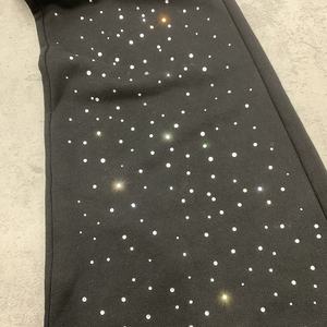 Nuevos pantalones de chándal XL para hombre 100% algodón Casual French Terry Hip Hop estilo con diamantes de imitación lavados toda la pierna ancha lona pesada - Product Image 2