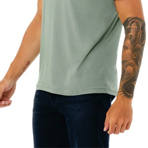 Camiseta Formal Unisex de 4,2 oz de gran tamaño Heather Sage 52% Airlume algodón 48% poliéster secado rápido transpirable Formal CVC estampado - Product Image 4
