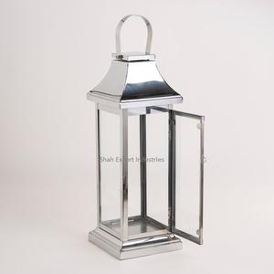 Home Decorative Metal & Glass Candle <b>Lantern</b> <b>Silver</b> Finished for Wedding & Christmas Tabletop Decor Hanging <b>Lantern</b> - Product Image 2