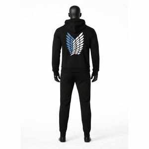 Conjunto Deportivo Personalizado con Logotipo, Sudadera con Capucha Negra Unisex, Pantalones Deportivos, Felpa de Algodón, Ropa Deportiva Urbana de 2 Piezas - Product Image 3