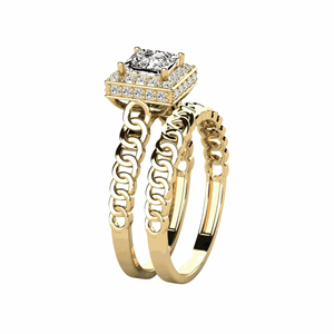 แหวนชุดเจ้าสาวสำหรับผู้หญิงทรงเจ้าหญิงตัดแบบซ่อนรัศมี - Product Image 3