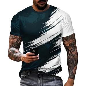 Nueva tendencia de los hombres 3D impreso patrón sólido Camiseta de manga corta 100% algodón Casual Tops versátil moda Top - Product Image 2