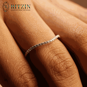 Anillo de boda de media eternidad con diamantes de corte redondo para mujer - Product Image 3
