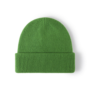 100% bonnet en laine mérinos pour hommes chaud tricoté hiver chapeaux à revers crâne bonnet avec casquettes 2026 Jacquard bonnet vert couleur casquettes - Product Image 1