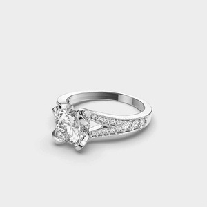Anillo de Diamante Cultivado en Laboratorio con Banda Dividida y Piedra de Moissanita de Corte Redondo de 1.50 Quilates, Joyería Fina Original, Perfecto para Novias - Product Image 6