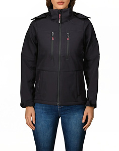 Tendance fermeture éclair hiver spécial femmes coupe-vent Softshell veste réglable à capuche respirant poids lourd résistant à l'eau veste - Product Image 6