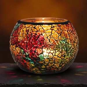 Portavelas de Vidrio Mosaico Arcoíris, Frasco Vacío Hecho a Mano para Manualidades y Decoración del Hogar por The Craft Exim - Product Image 3