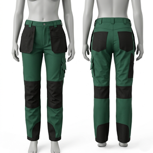 Women <b>Work</b> <b>Pant</b> 260 GSM Poly Cotton Grey <b>Black</b> Panel Utility Wear Custom Embroidery Design Trousers Cargo <b>Work</b> <b>Pant</b> - Product Image 4