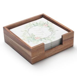 Boîte à mouchoirs en bois avec motif de feuilles, porte-mouchoirs décoratif carré avec ouverture coulissante - Product Image 4