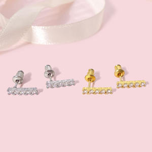 Para Foxi, venta al por mayor, Pendientes chapados en oro, joyería de moda, Aretes, pendientes de barra de Zirconia cúbica, estilo bonito, Envío listo principal - Product Image 6
