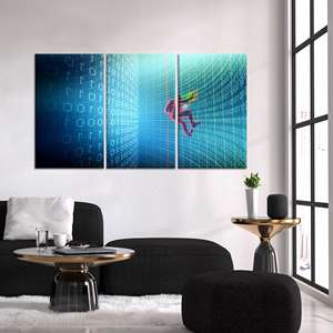 Matrix Code Canvas <b>Print</b>: Cyberpunk Wall <b>Art</b> - Flat Printed Design,SET OF 3 CANVAS - Product Image 1