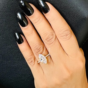 14K แข็งทอง2.50 CT CVD Marquise CUT IGI ได้รับการรับรองเพชรโซลิแทร์ซ่อนรัศมีแหวนหมั้น - Product Image 2