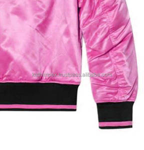 Trending Custom Satin Bomber Lightweight Pink <b>Jacket</b> for <b>Men</b> Ribbed Hem Side Waist Pockets Zipper Closure For Daily Wear - Product Image 6
